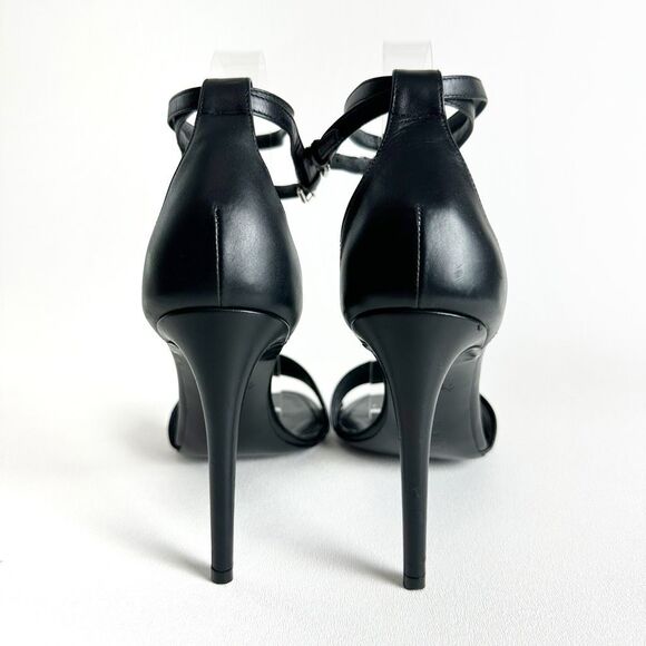 LOUIS VUITTON Black Call Back Sandal Heels Size 39 US 8.5 Logo Leather Strappy - Picture 11 of 15